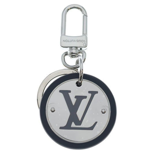 Louis Vuitton LV Circle Key Holder Bag Charm Key Ring Black Silver