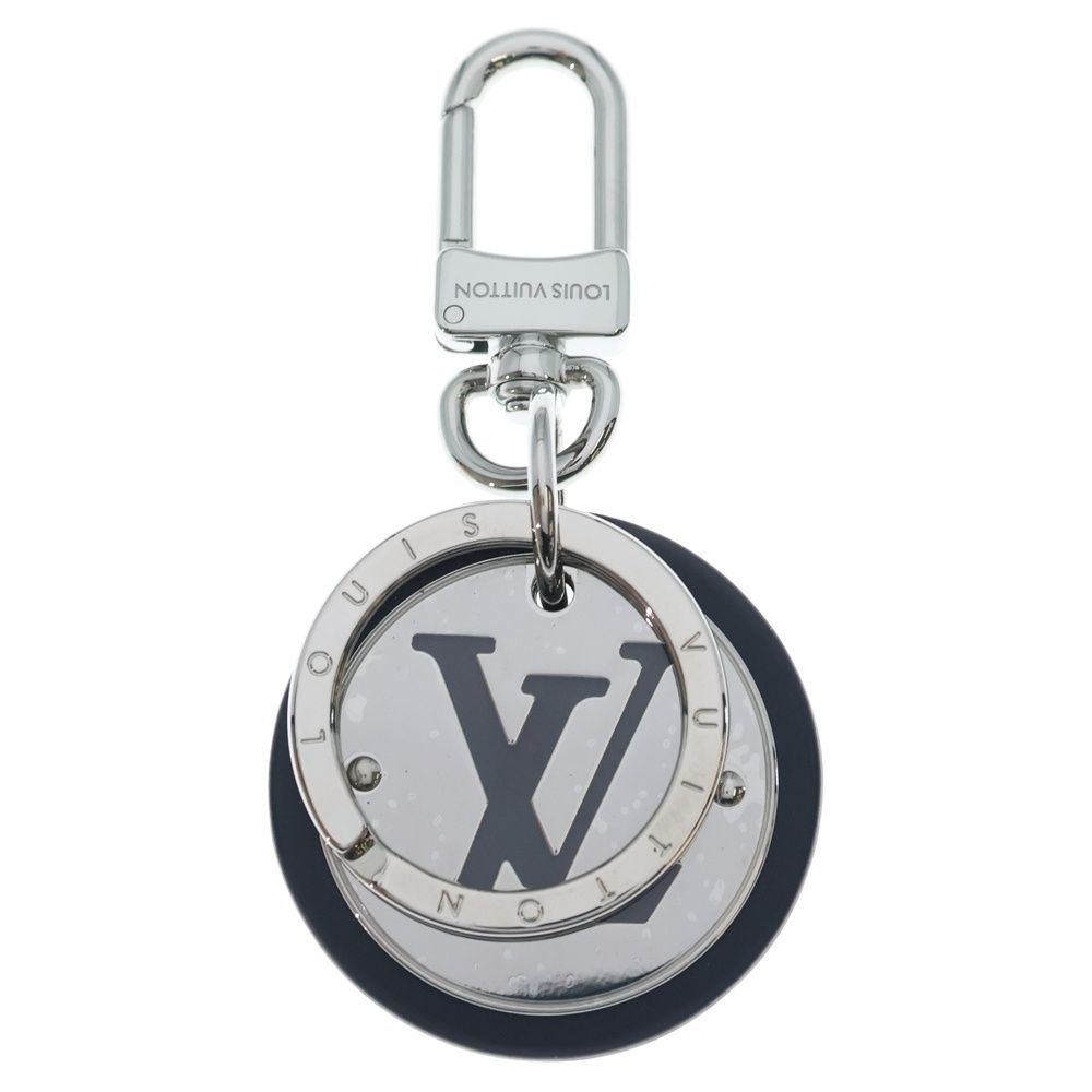 Louis Vuitton LV Circle Key Holder Bag Charm Key Ring Black Silver