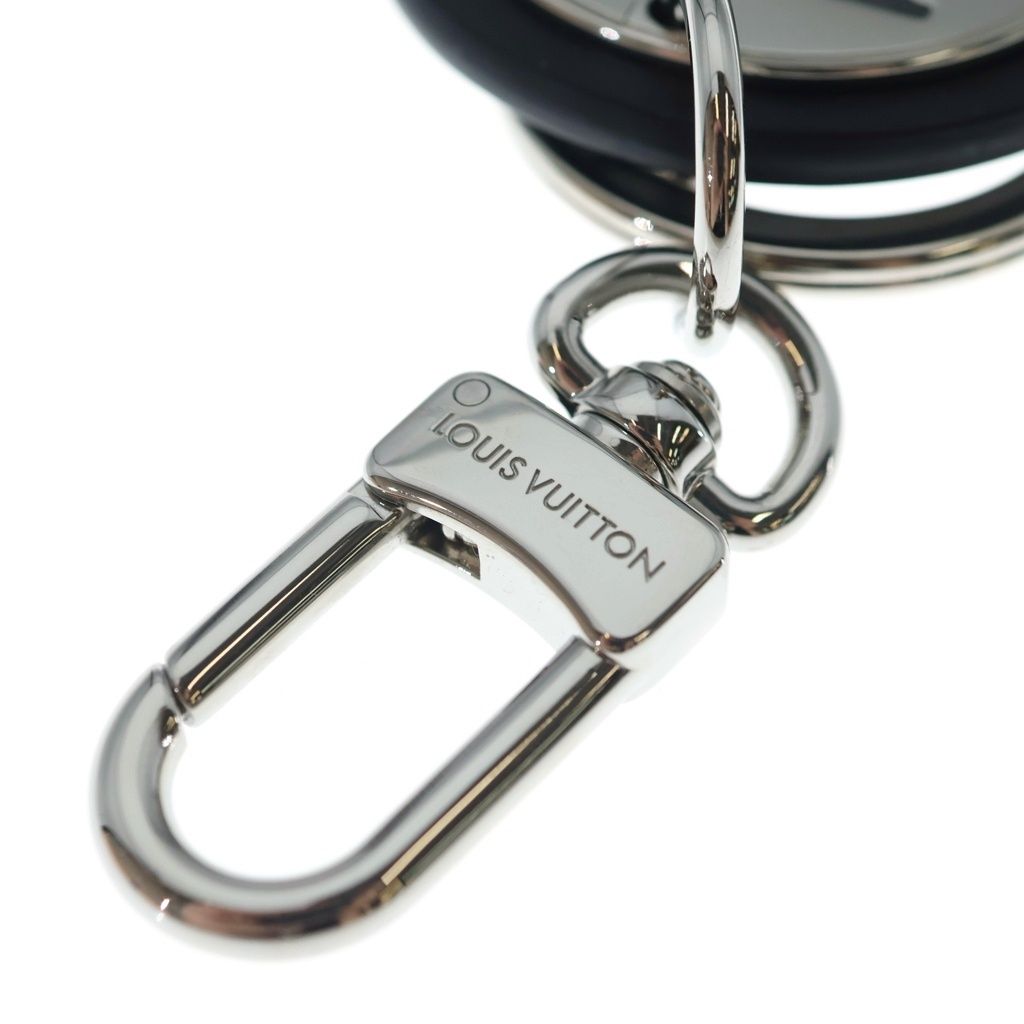Louis Vuitton LV Circle Key Holder Bag Charm Key Ring Black Silver