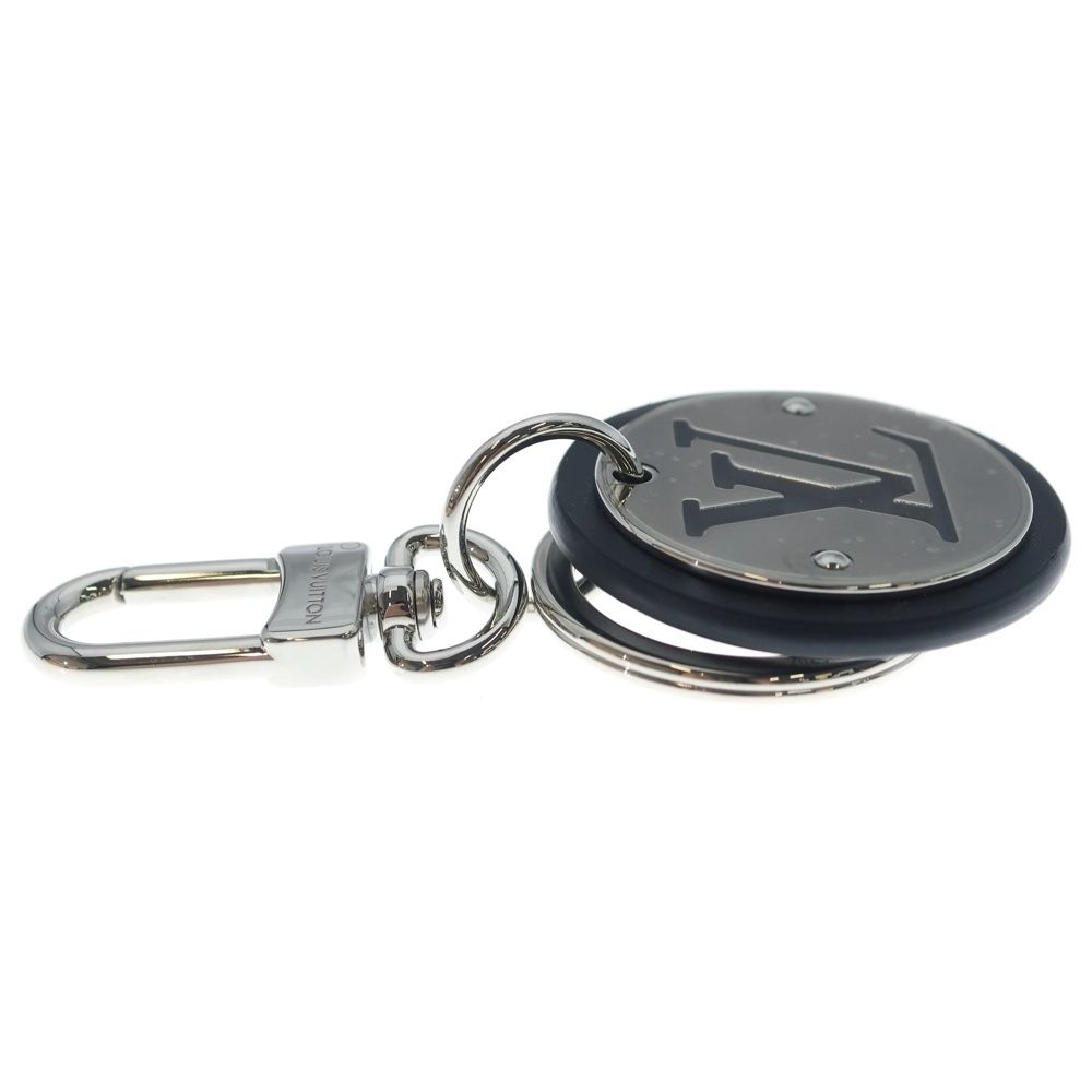 Louis Vuitton LV Circle Key Holder Bag Charm Key Ring Black Silver