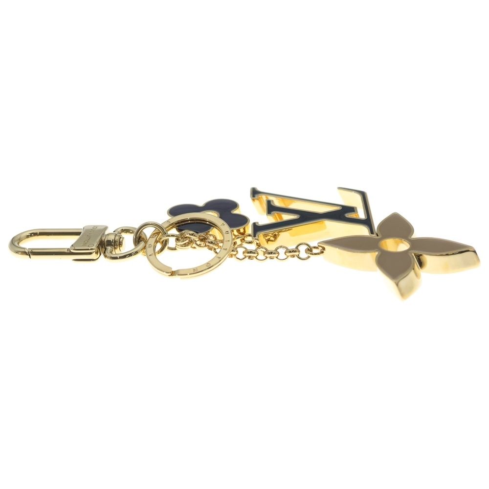 Louis Vuitton Fleur de Monogram Back Charm Key Holder Gold Black Beige