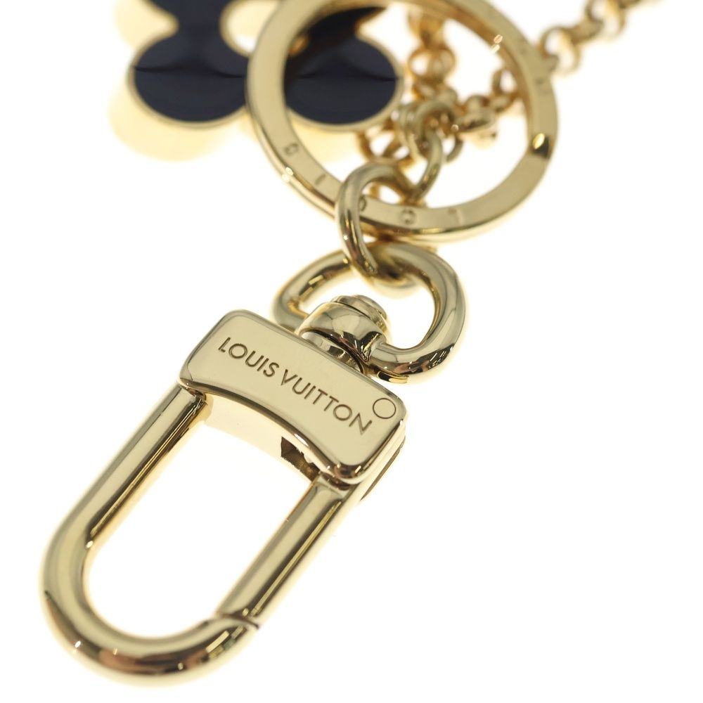 Louis Vuitton Fleur de Monogram Back Charm Key Holder Gold Black Beige