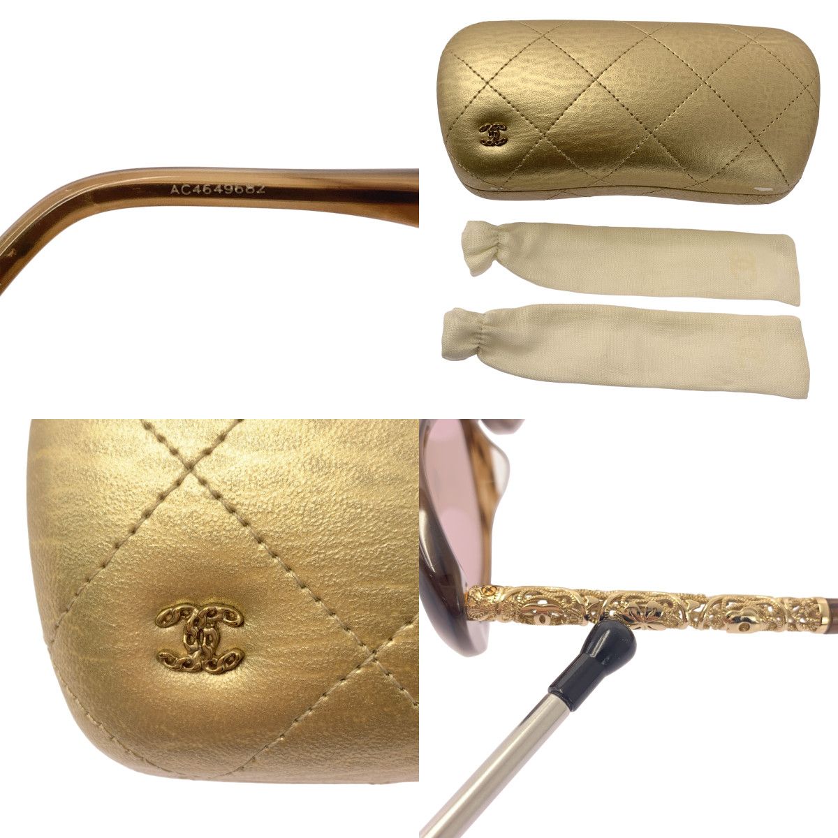 Chanel CC Logo Sunglasses Eyewear 58 15 Brown Gold
