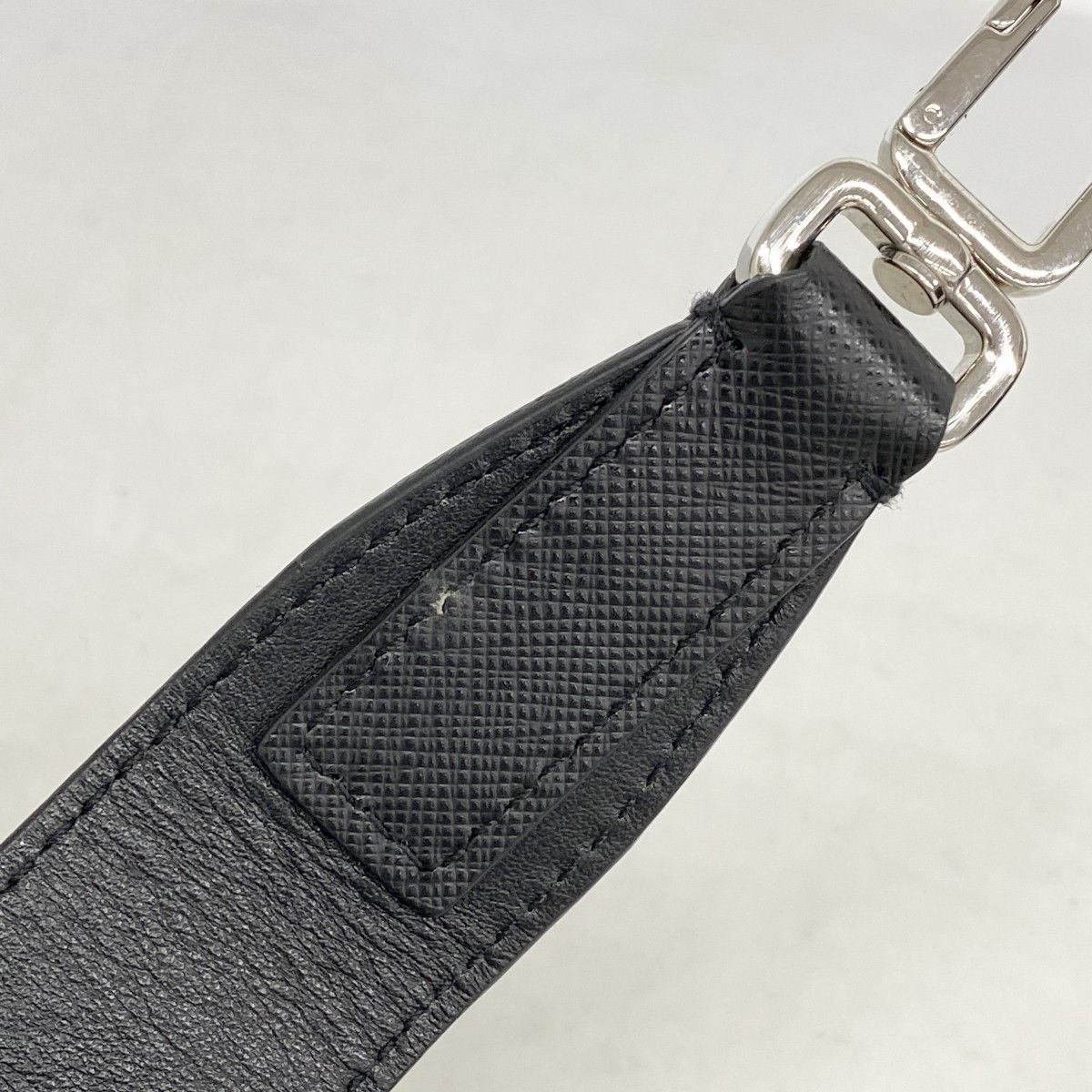 Prada Handbag Saffiano Leather Black Silver 2-Way Bag
