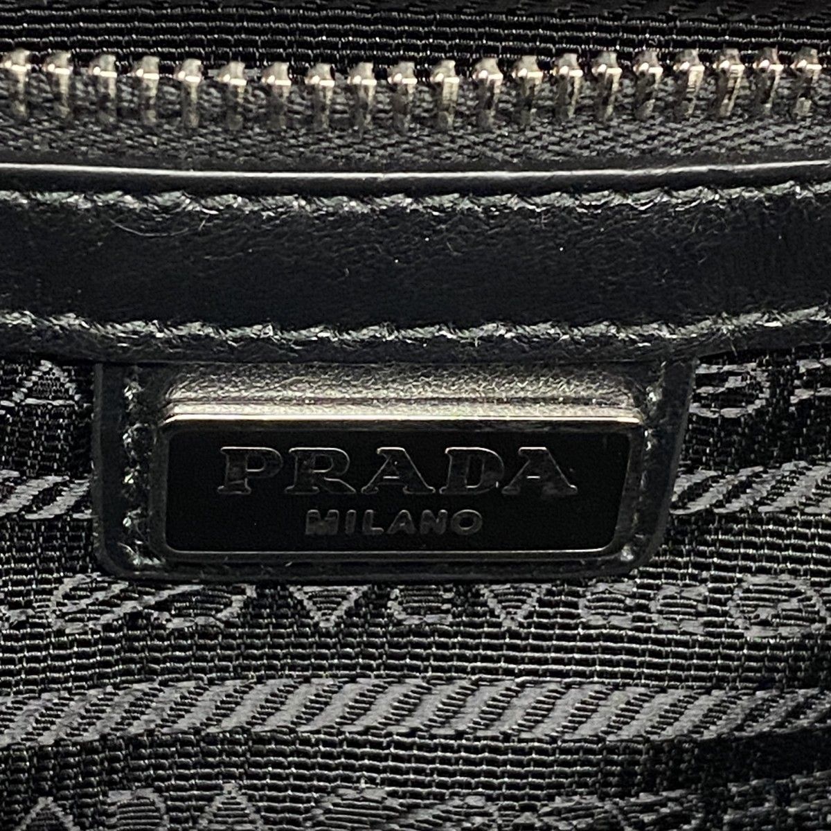 Prada Handbag Saffiano Leather Black Silver 2-Way Bag