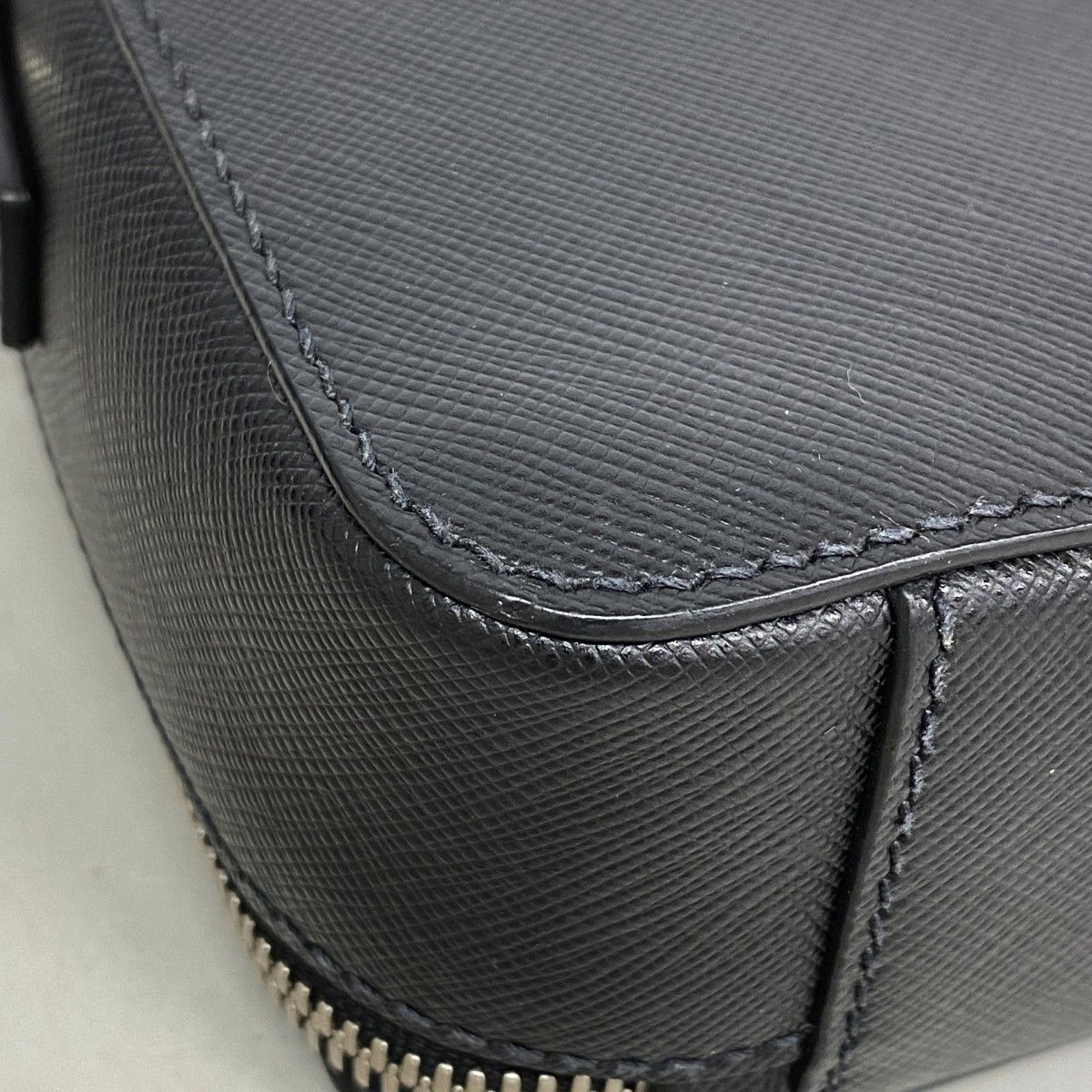 Prada Handbag Saffiano Leather Black Silver 2-Way Bag