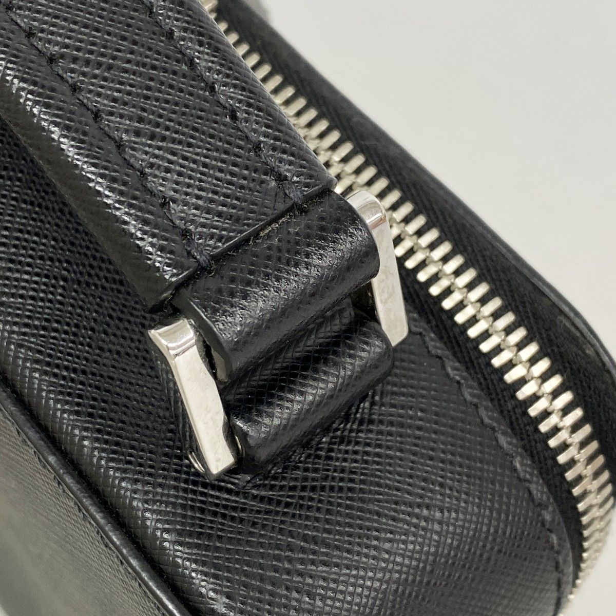 Prada Handbag Saffiano Leather Black Silver 2-Way Bag