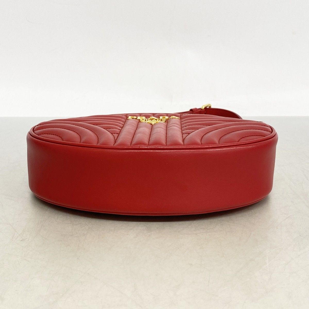 Prada Shoulder Bag Leather Red Gold