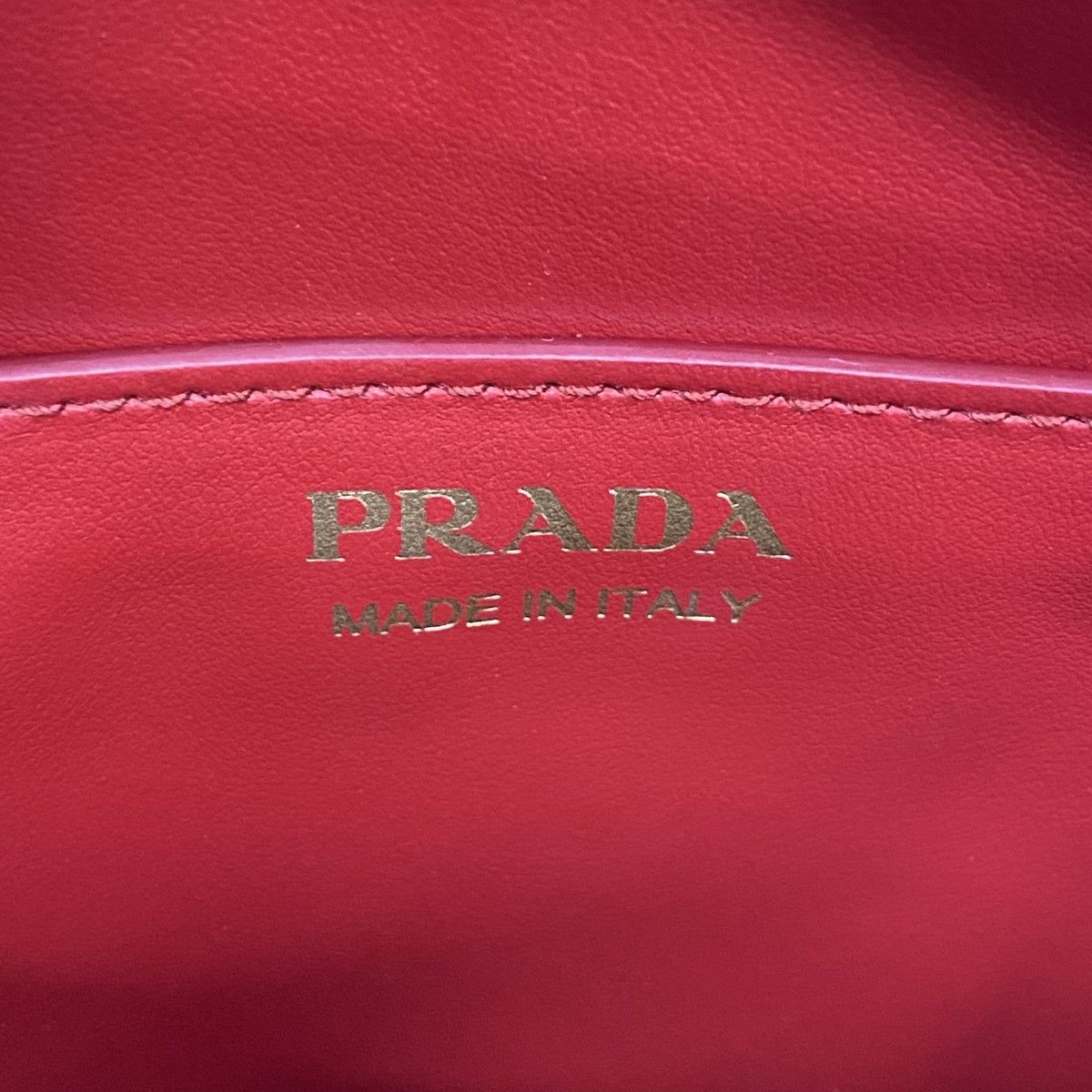 Prada Shoulder Bag Leather Red Gold