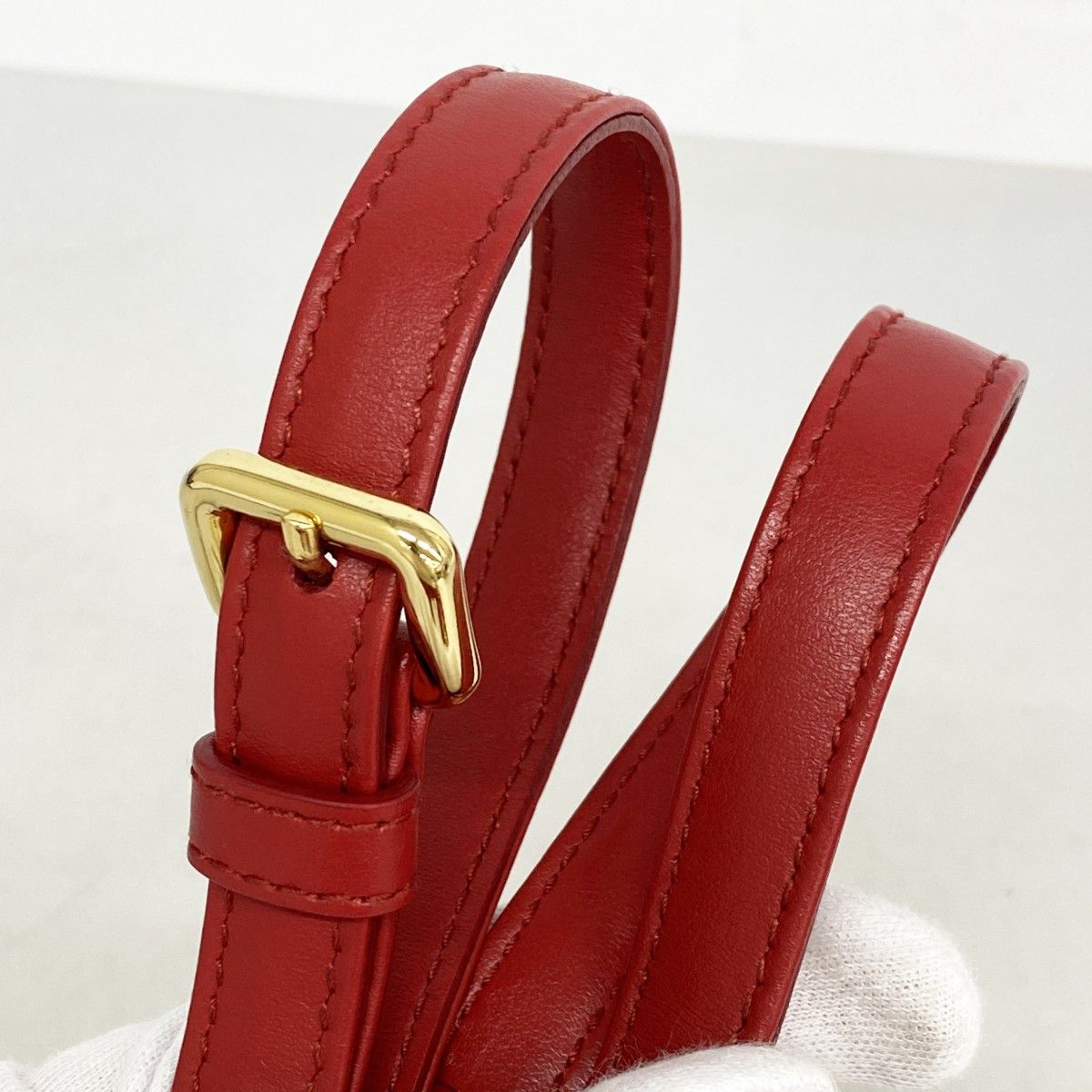 Prada Shoulder Bag Leather Red Gold