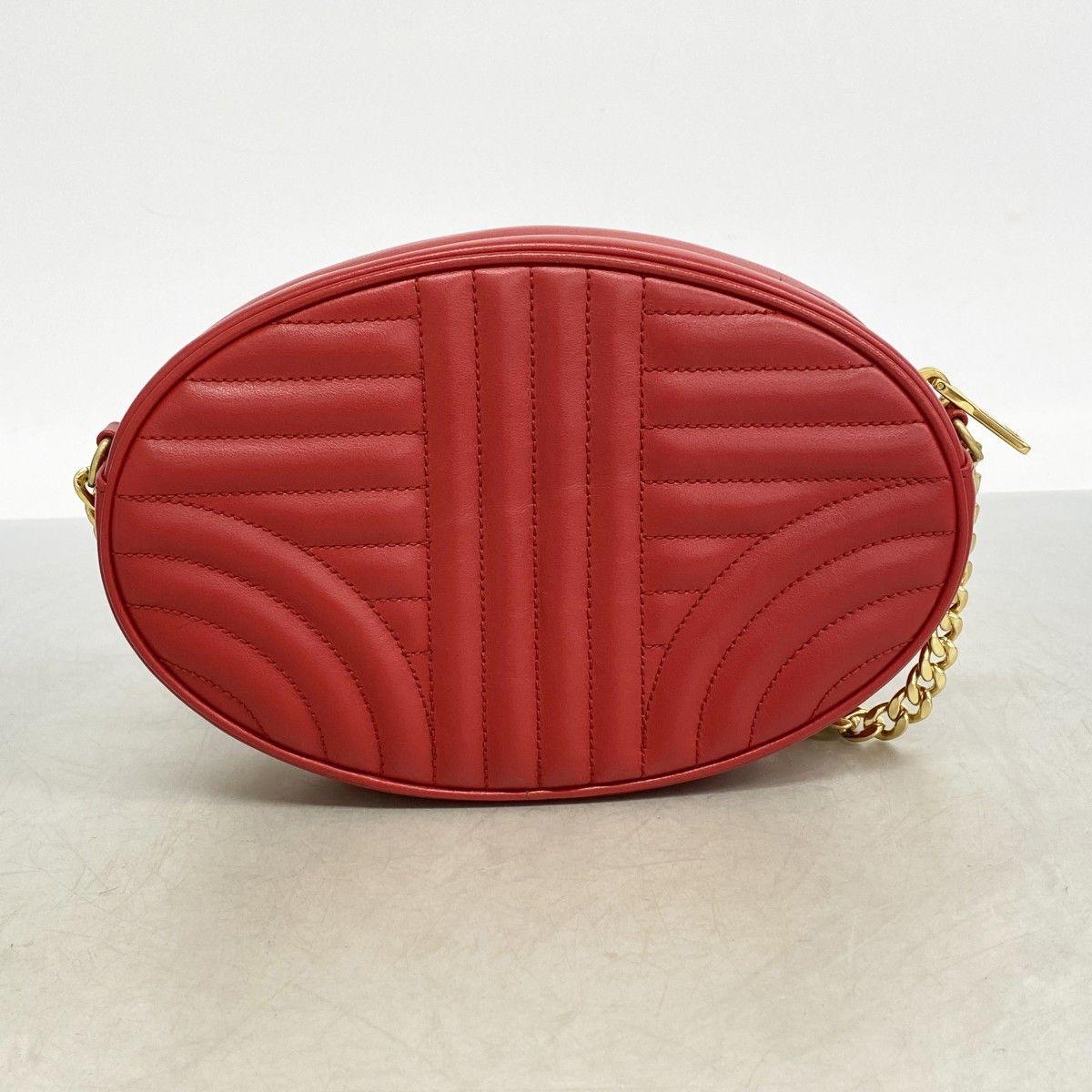 Prada Shoulder Bag Leather Red Gold