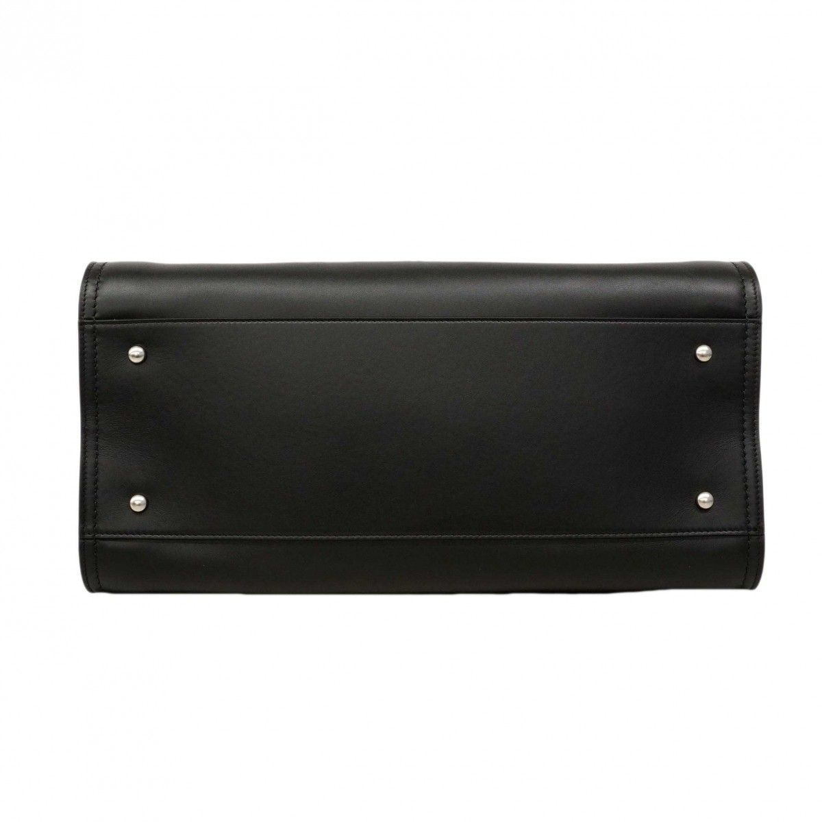 Chanel Handbag Deauville Lambskin Black Silver 2-Way Bag
