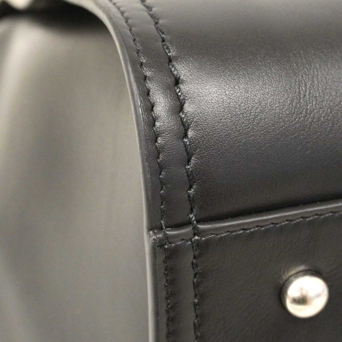Chanel Handbag Deauville Lambskin Black Silver 2-Way Bag