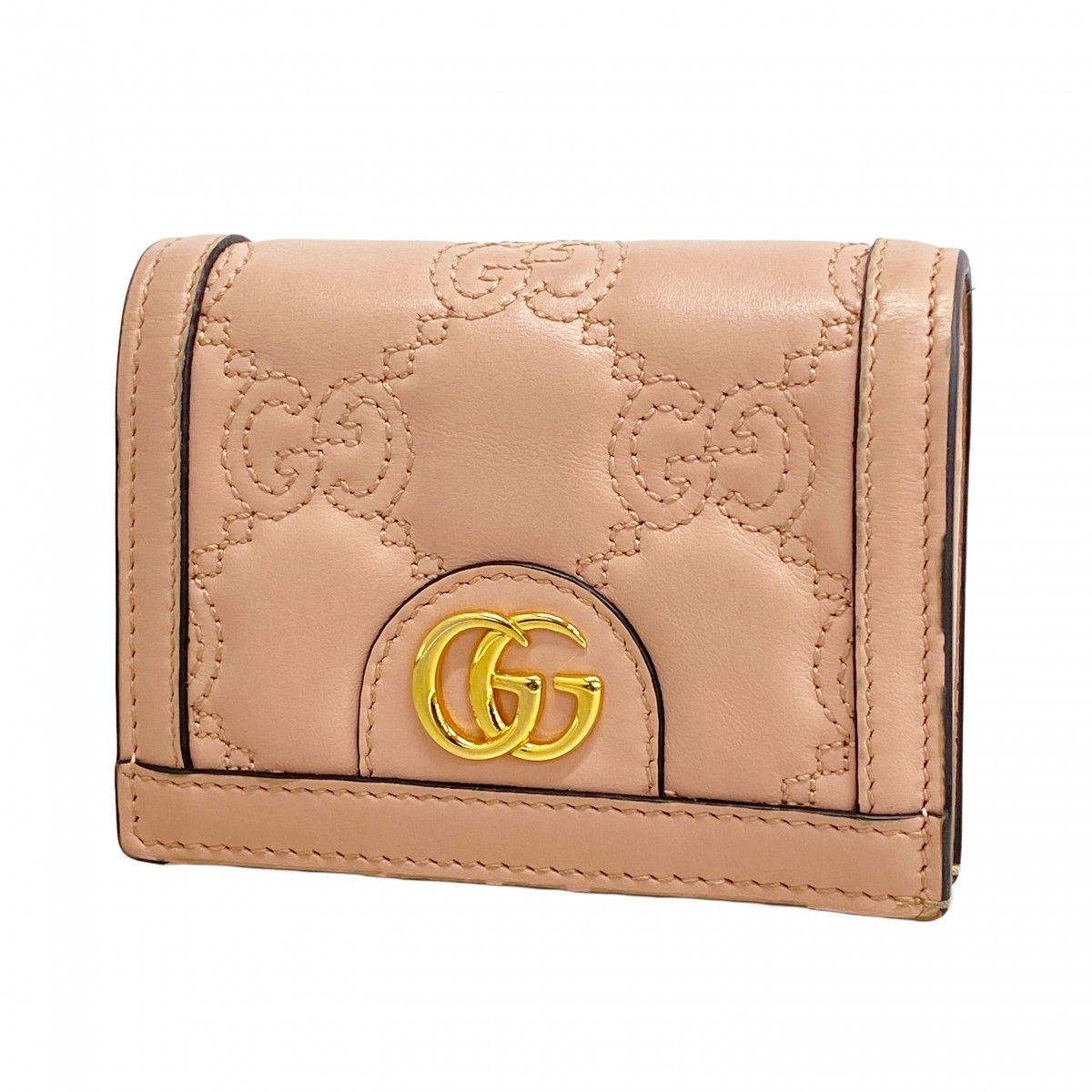 Gucci Wallet GG Matelasse Leather Pink Gold