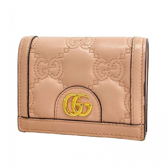 Gucci Wallet GG Matelasse Leather Pink Gold