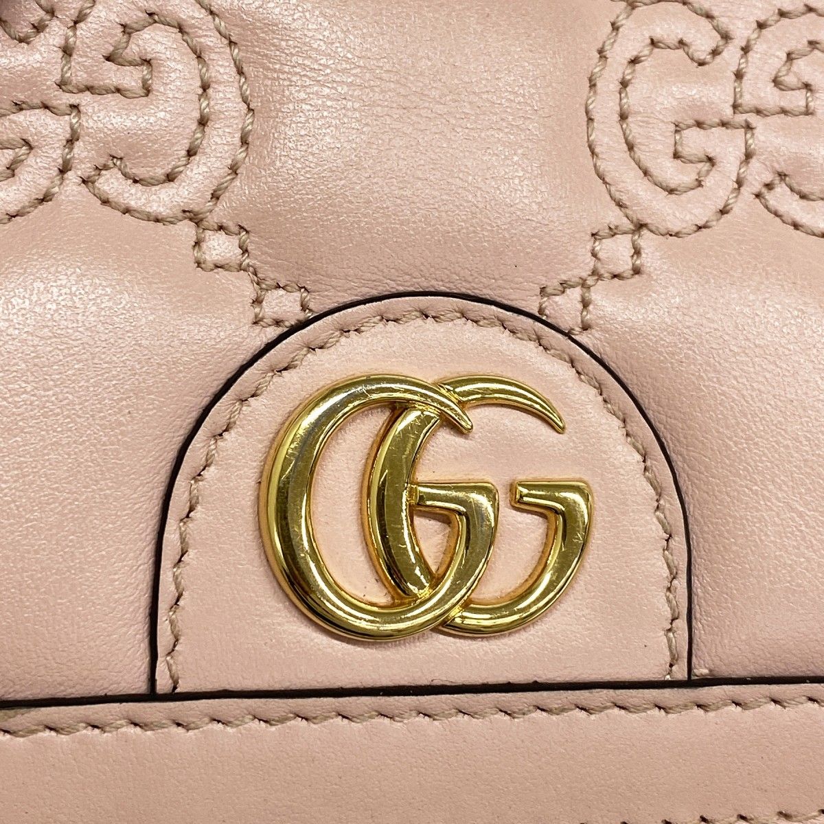 Gucci Wallet GG Matelasse Leather Pink Gold