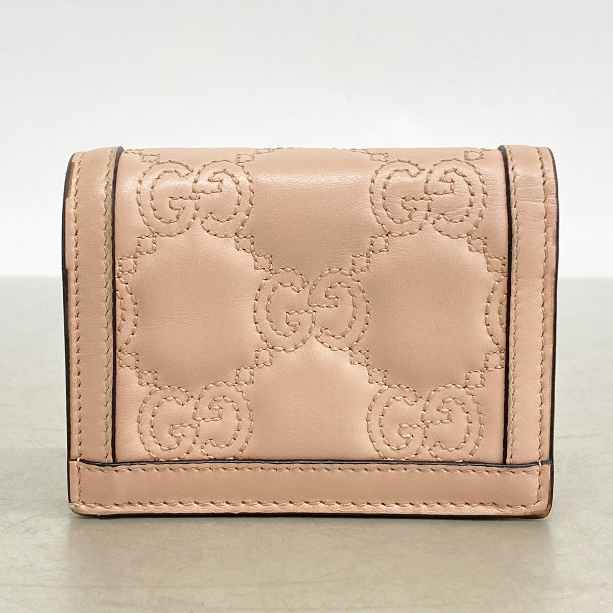 Gucci Wallet GG Matelasse Leather Pink Gold