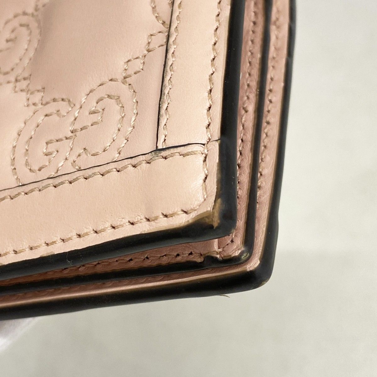 Gucci Wallet GG Matelasse Leather Pink Gold