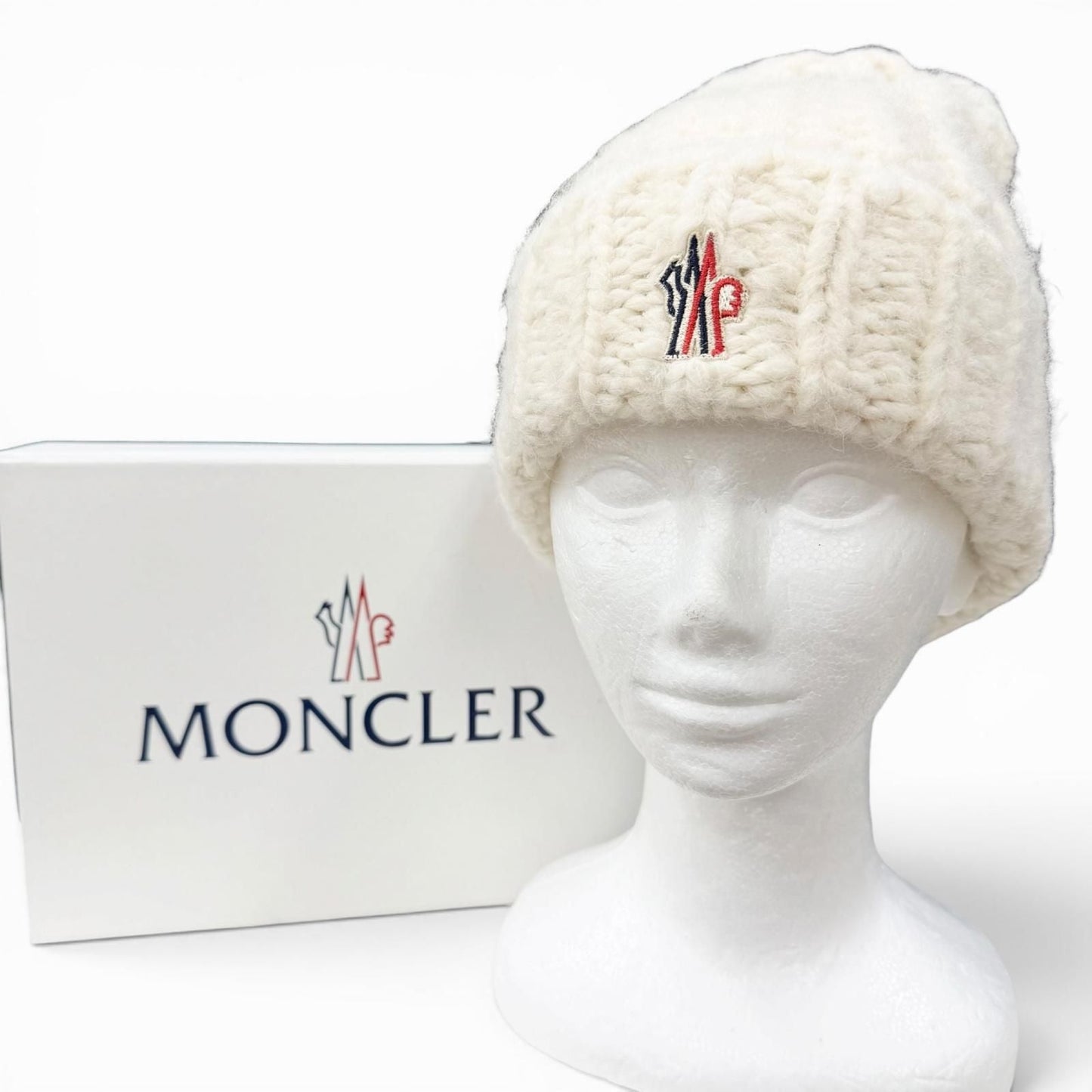 Moncler Grenoble Berretto Tricot Alpaca Blend Logo Patch Cable Knit Cap Beanie
