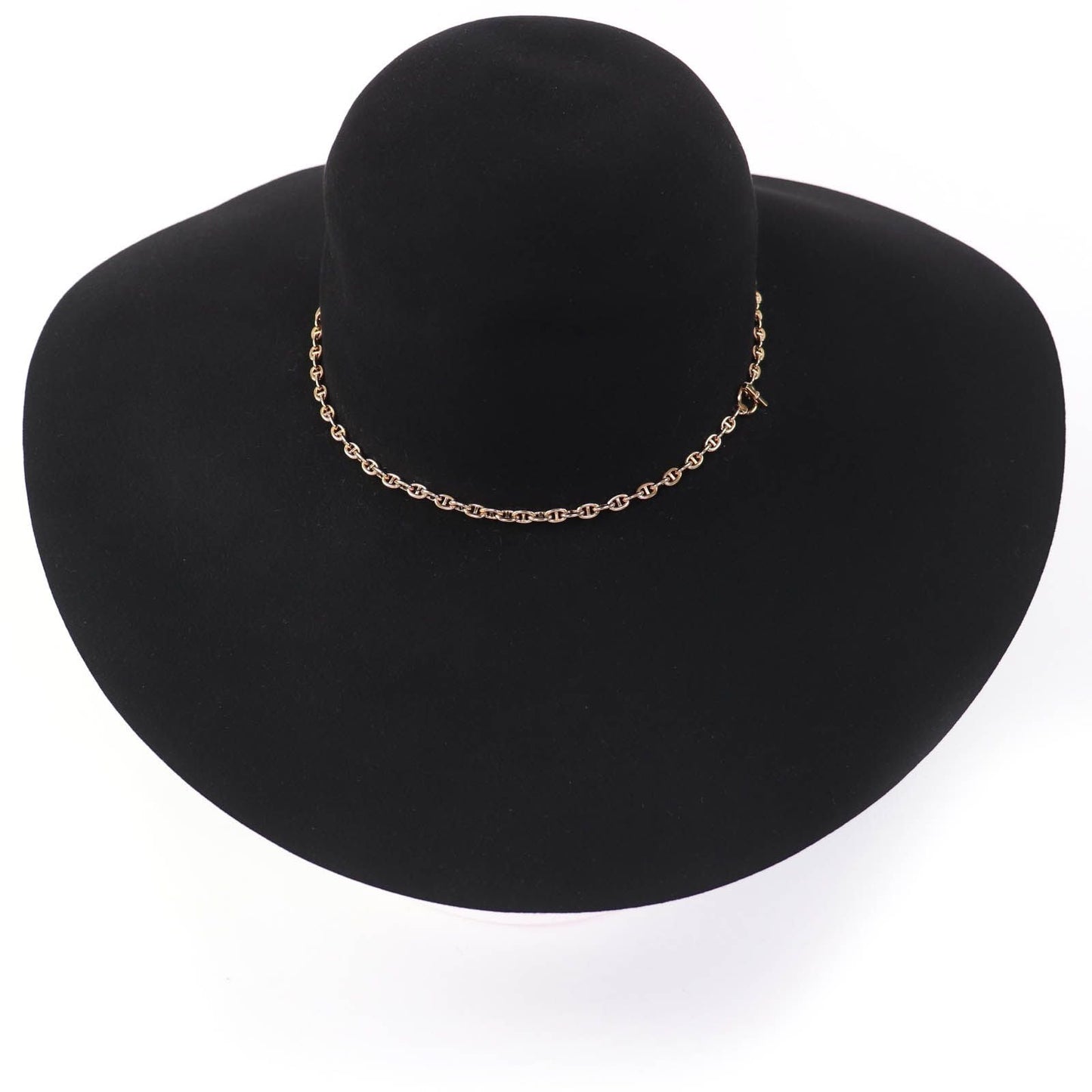 Hermes Gold Chaine D'ancre Beaver Felt Hat Black 57