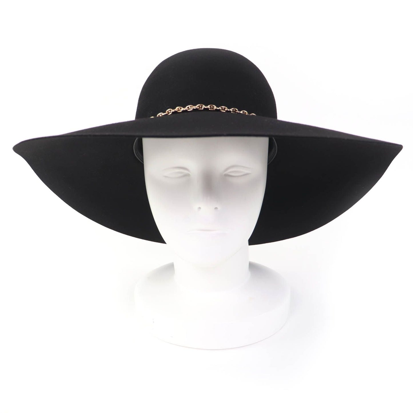 Hermes Gold Chaine D'ancre Beaver Felt Hat Black 57