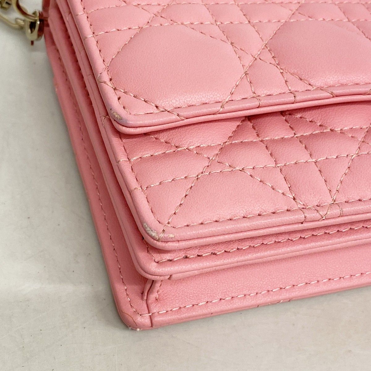 Dior Handbag Cannage MY Leather Pink Champagne Gold 2-Way Bag