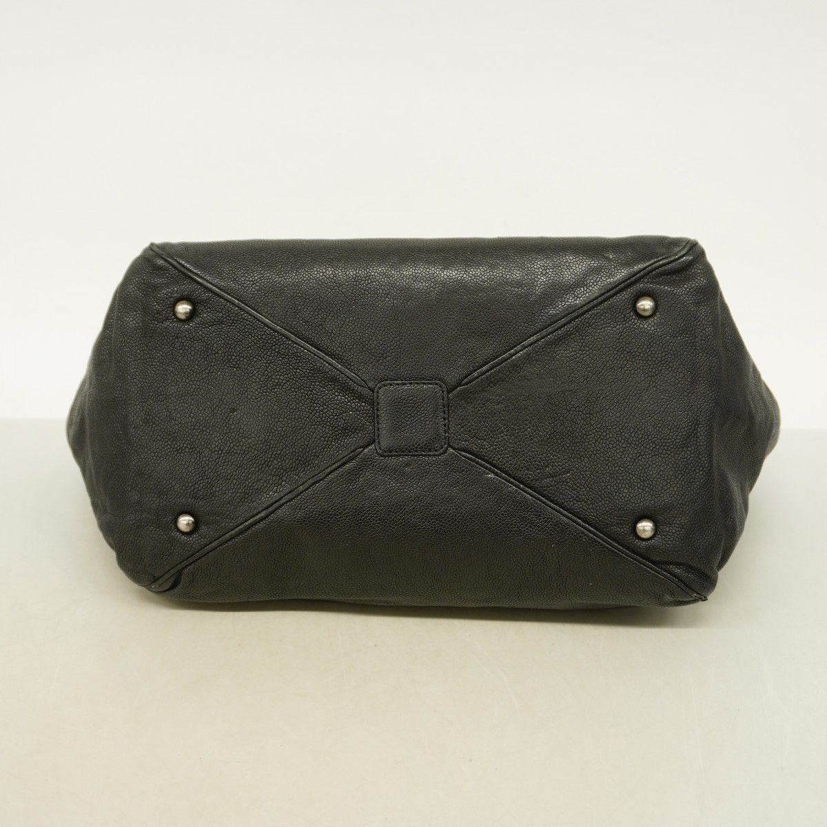 Chanel Chain Tote Caviar Leather Black Silver