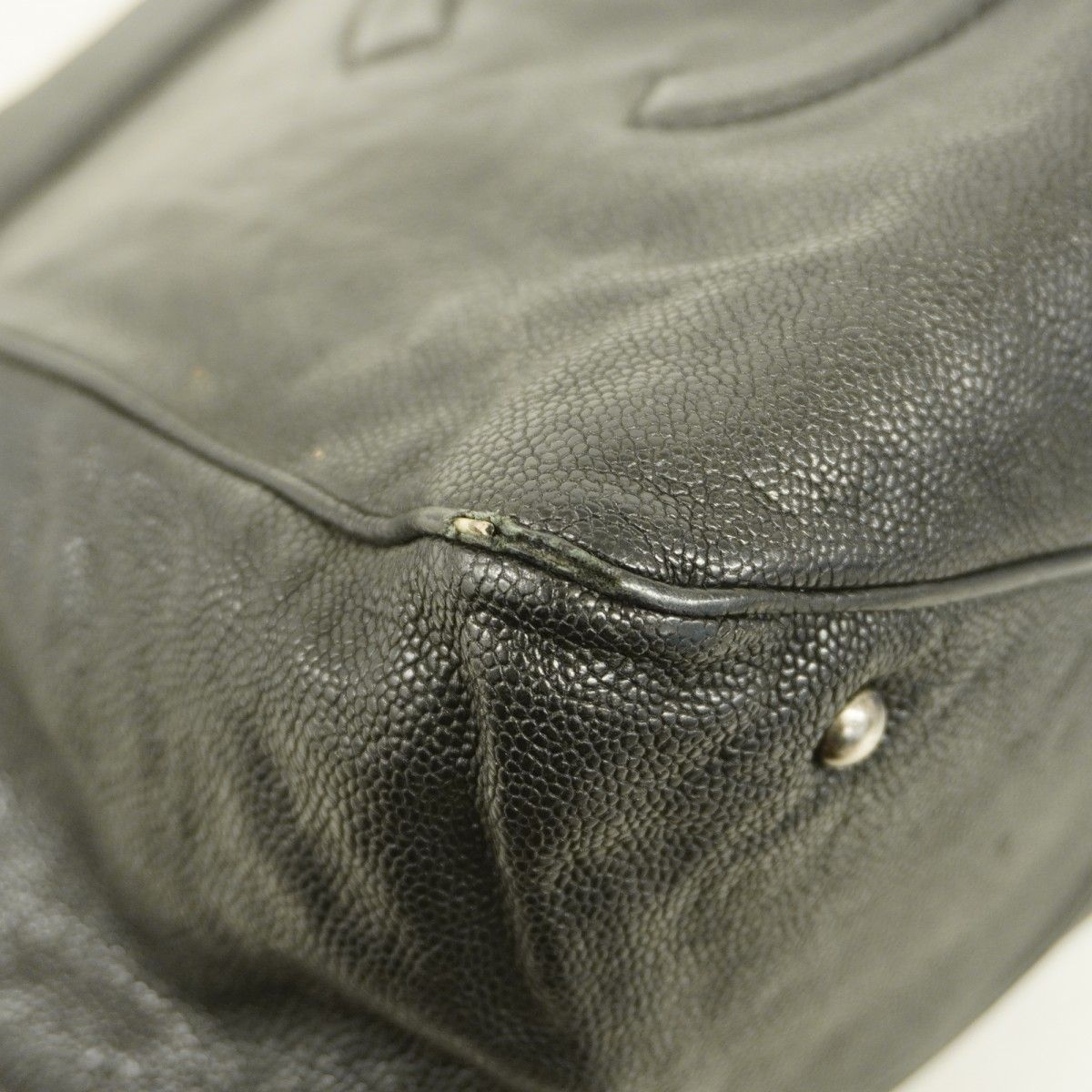 Chanel Chain Tote Caviar Leather Black Silver