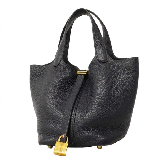 Hermes Handbag Picotin Lock PM Taurillon Clemence Blue Obscure Gold