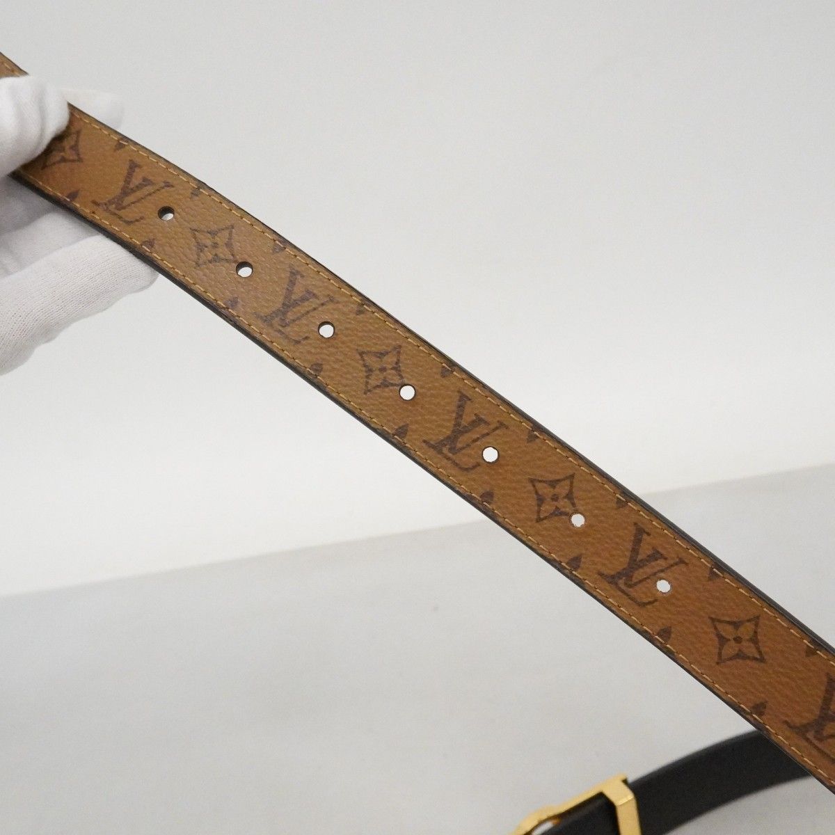 Louis Vuitton Belt Monogram Reverse Ceinture Dauphine 80 32 Brown Black