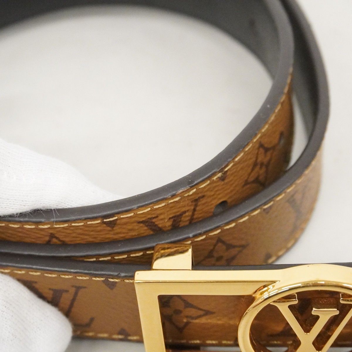 Louis Vuitton Belt Monogram Reverse Ceinture Dauphine 80 32 Brown Black