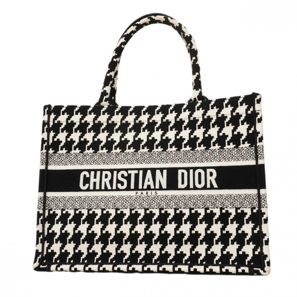 Dior Tote Book Canvas Black White