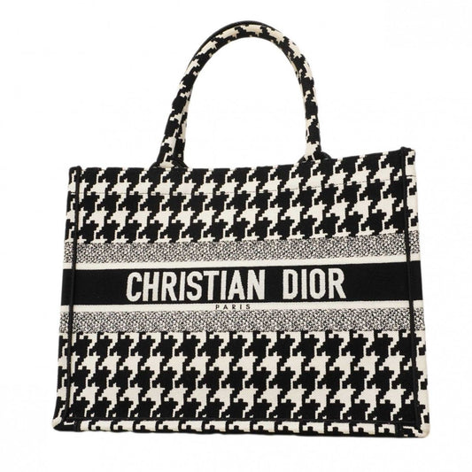 Dior Tote Book Canvas Black White