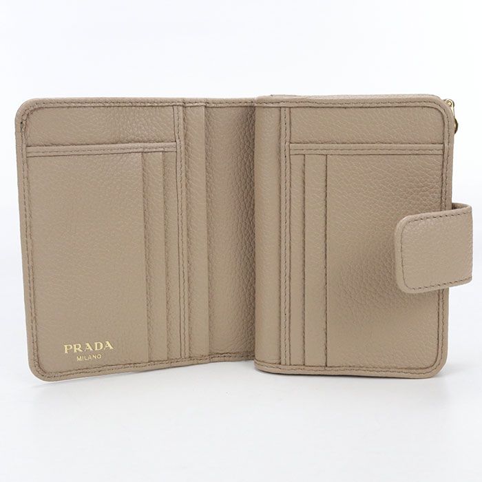 Prada Vitello Gray Leather Bifold Wallet Calf