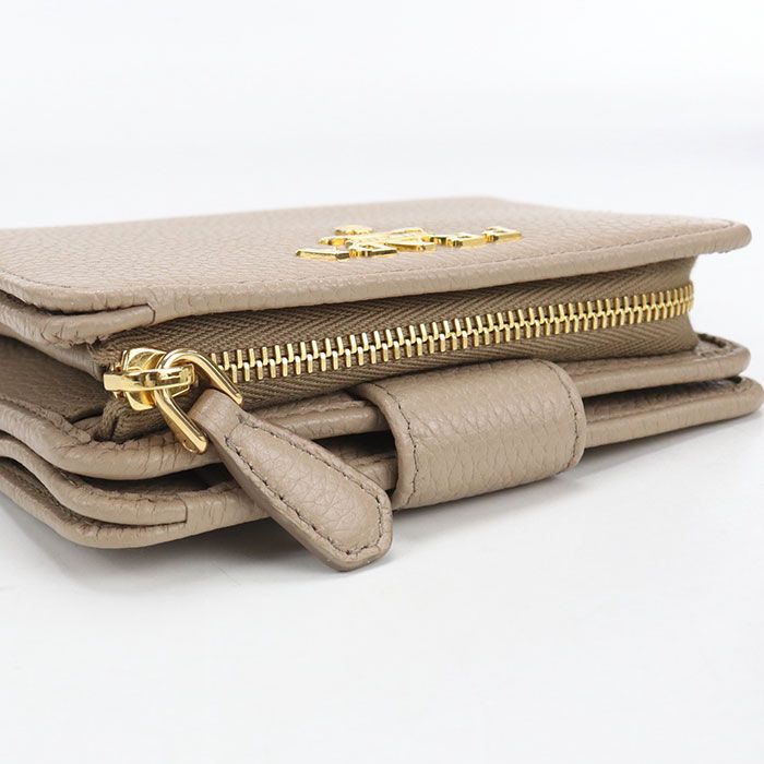 Prada Vitello Gray Leather Bifold Wallet Calf