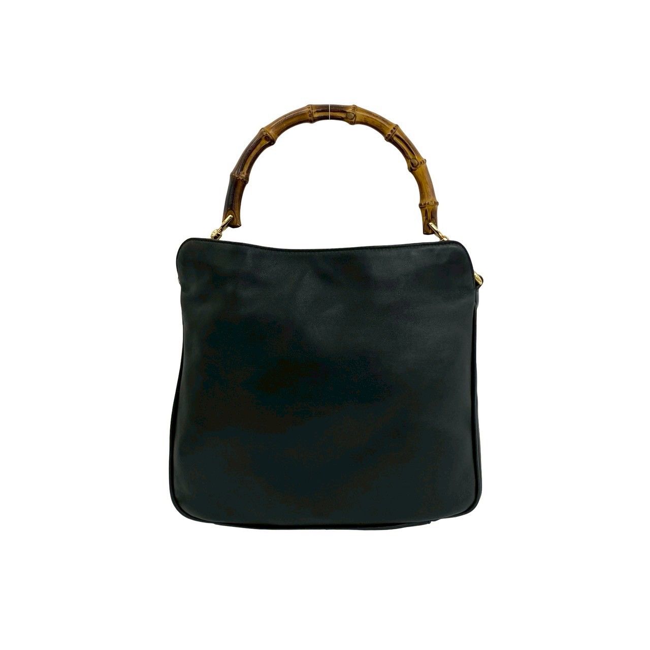 Gucci Vintage Bamboo Leather 2-Way Shoulder Bag Black