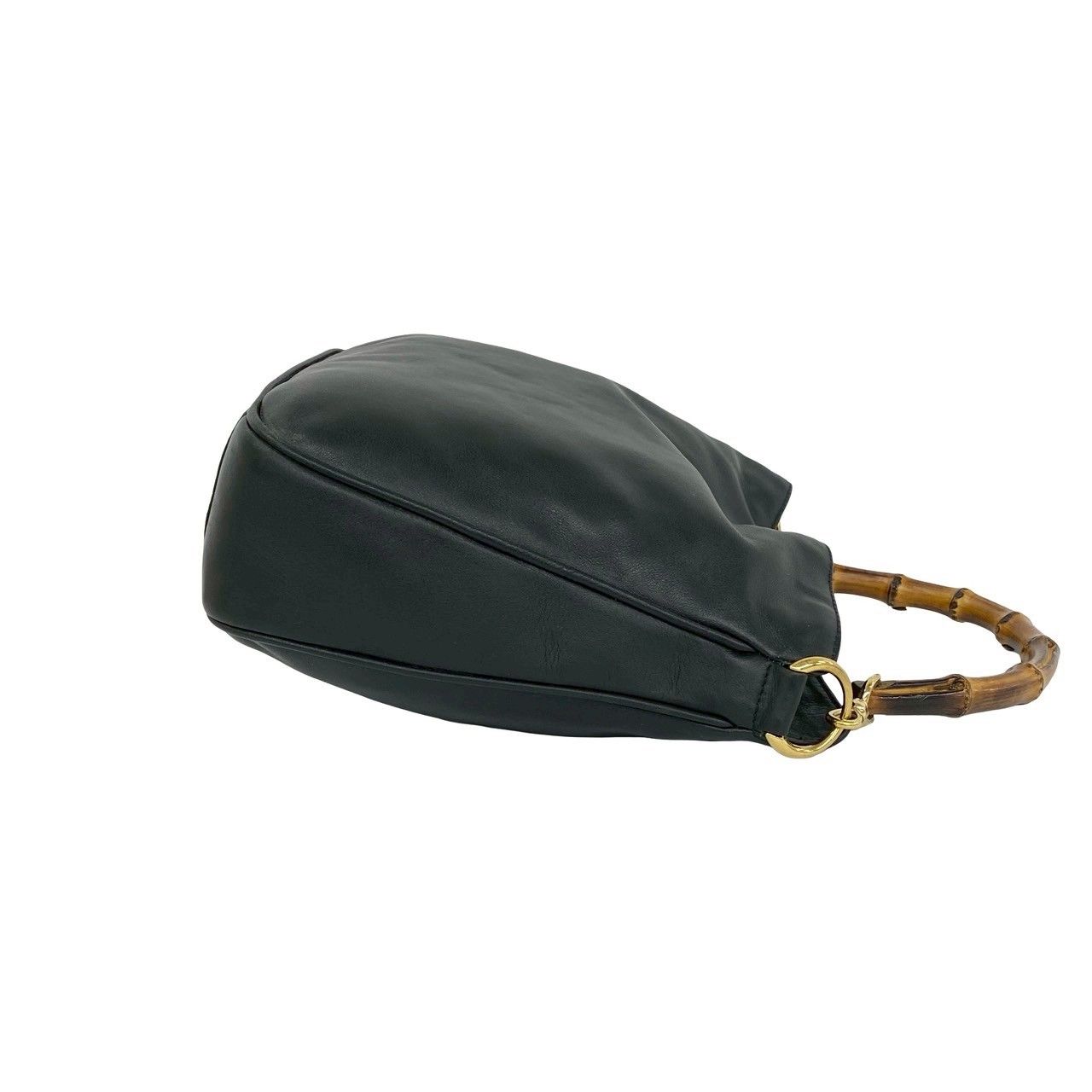 Gucci Vintage Bamboo Leather 2-Way Shoulder Bag Black
