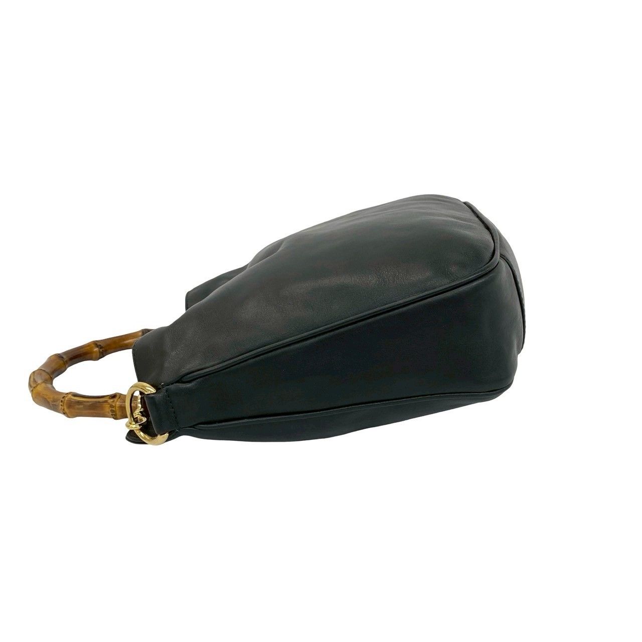 Gucci Vintage Bamboo Leather 2-Way Shoulder Bag Black