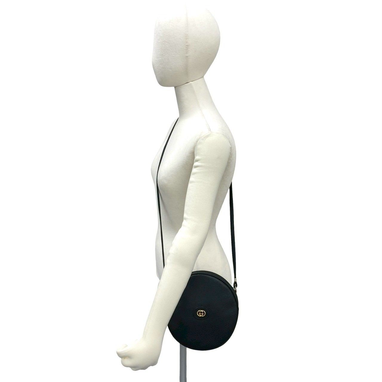 Gucci Vintage GG Logo Leather Mini Shoulder Bag Pochette Black