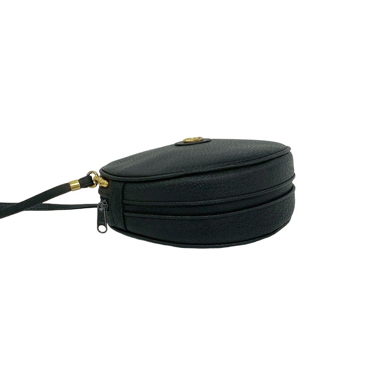 Gucci Vintage GG Logo Leather Mini Shoulder Bag Pochette Black