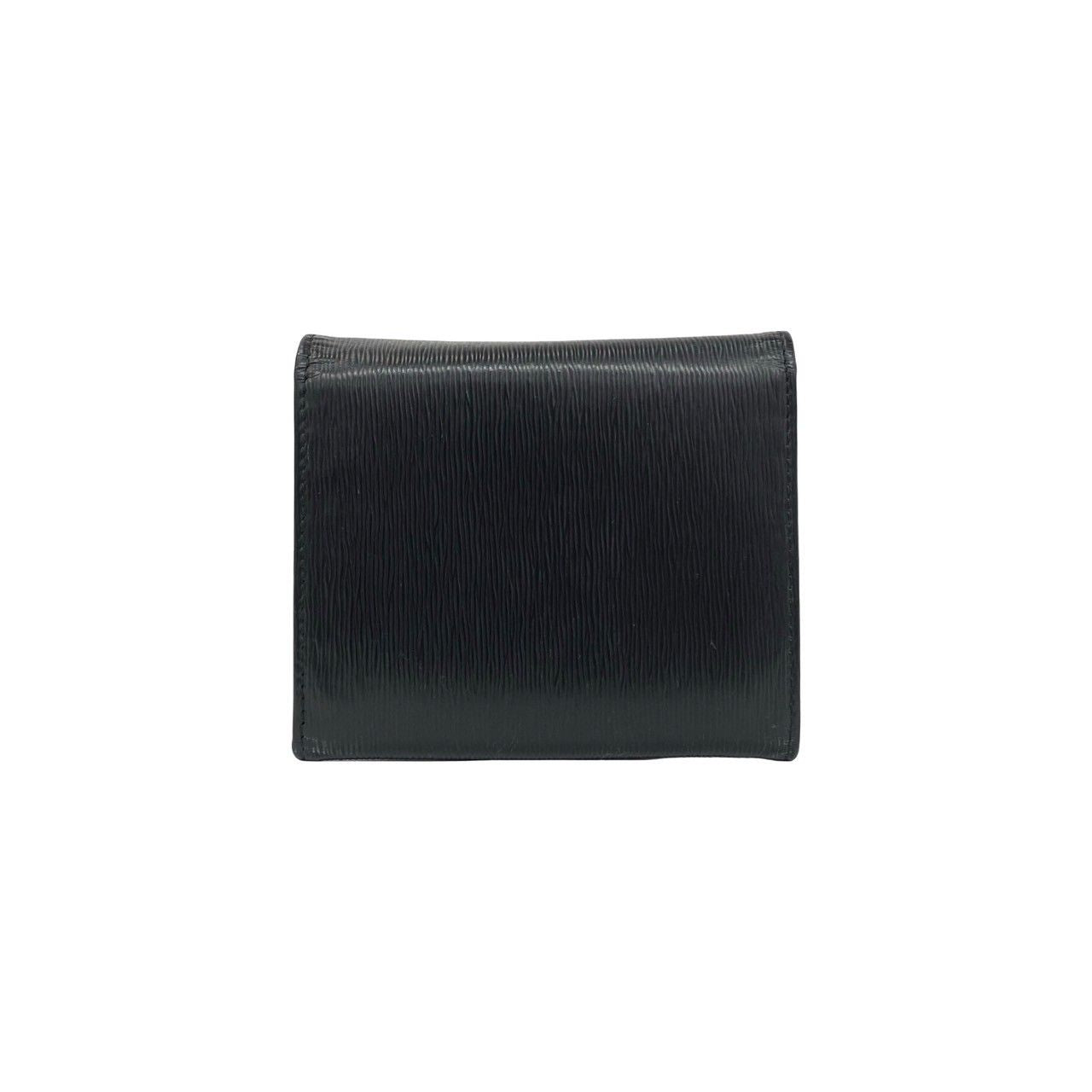 Prada Logo Vitterom Bu Leather Trifold Wallet Mini Coin Case Card Black