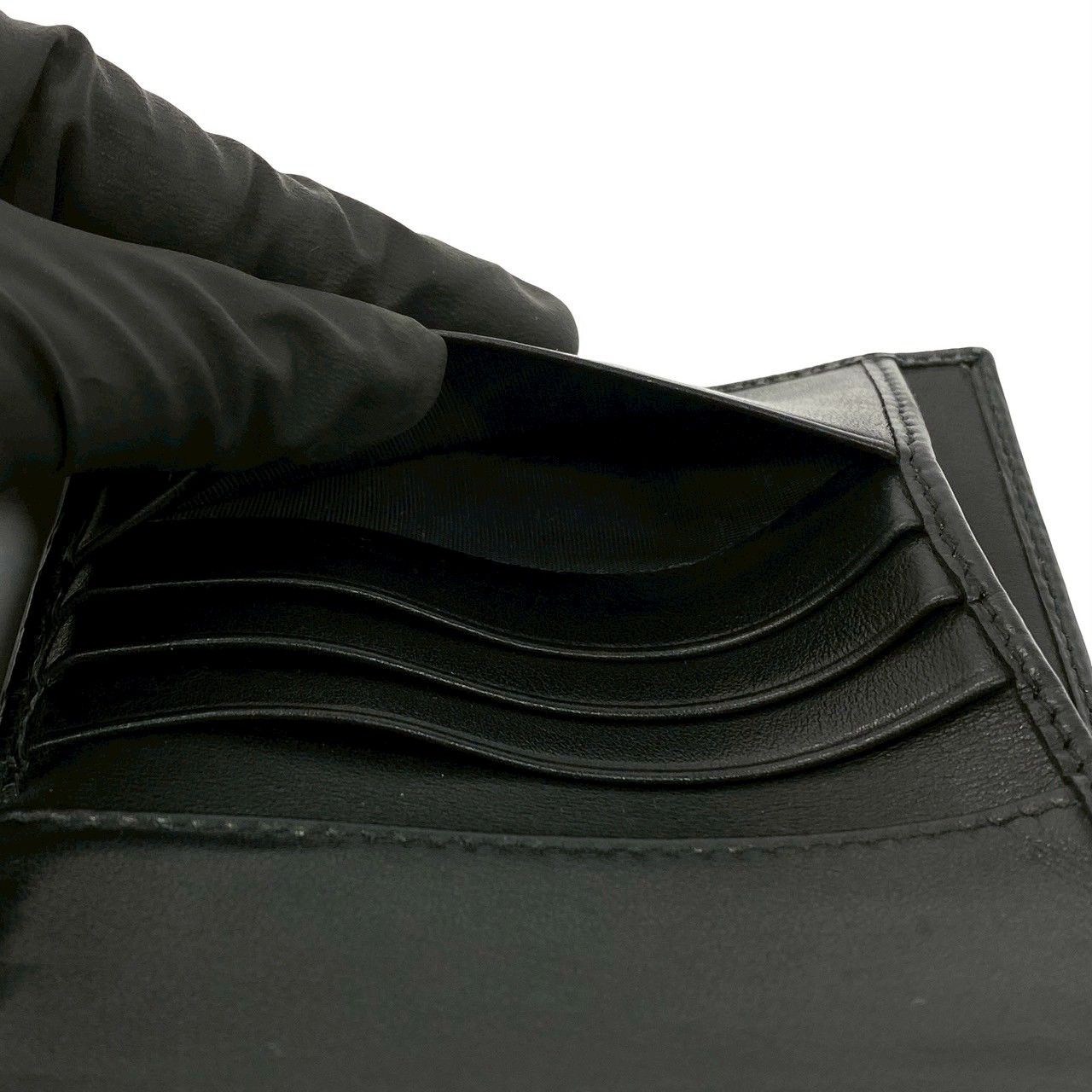 Prada Logo Vitterom Bu Leather Trifold Wallet Mini Coin Case Card Black