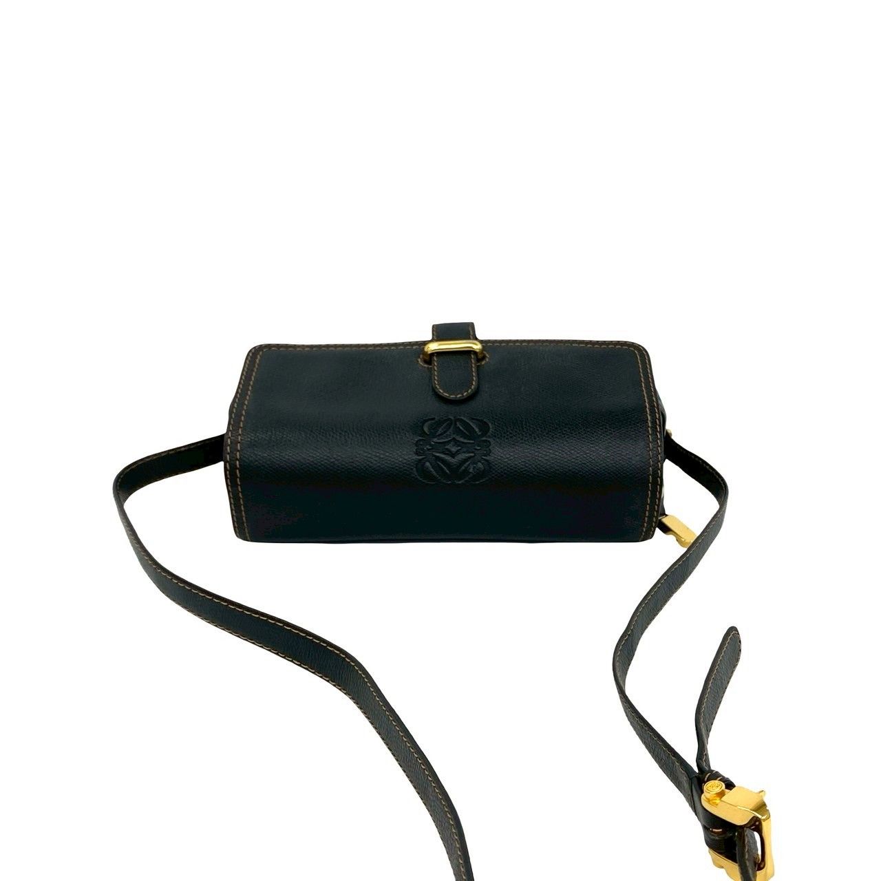 Loewe Vintage Anagram Logo Leather Mini Shoulder Bag Pochette Crossbody Black