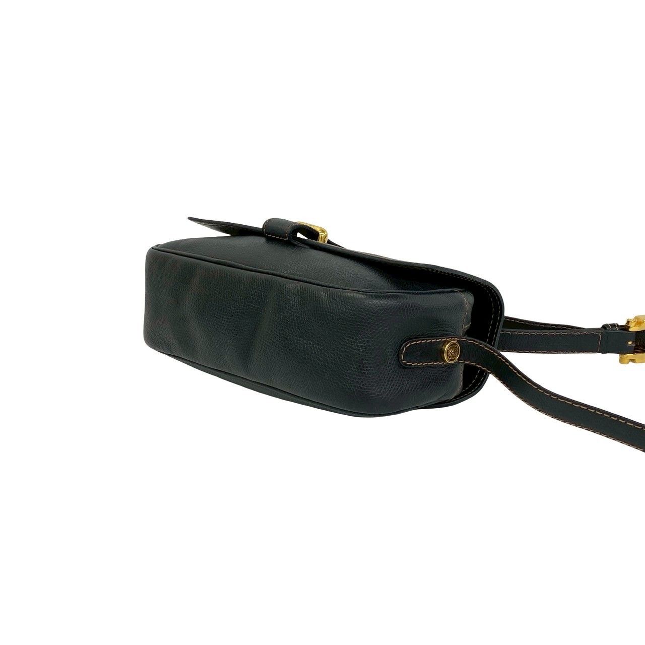 Loewe Vintage Anagram Logo Leather Mini Shoulder Bag Pochette Crossbody Black