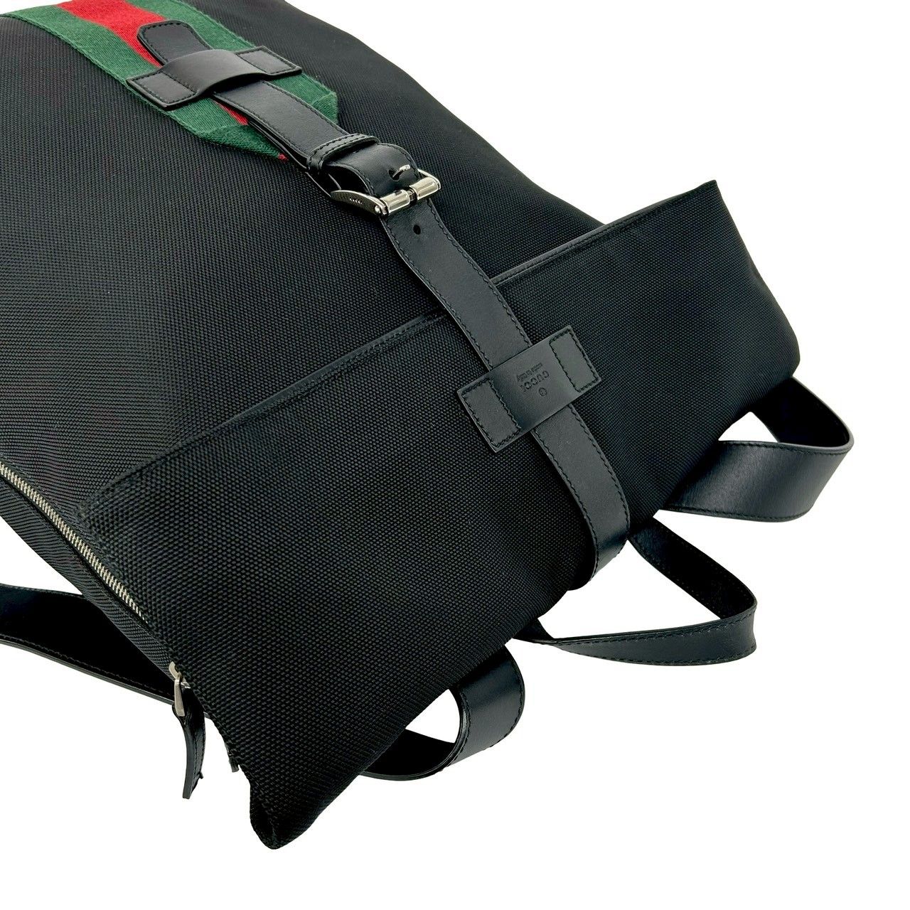 Gucci Sherry Line Web Canvas Leather Backpack Black