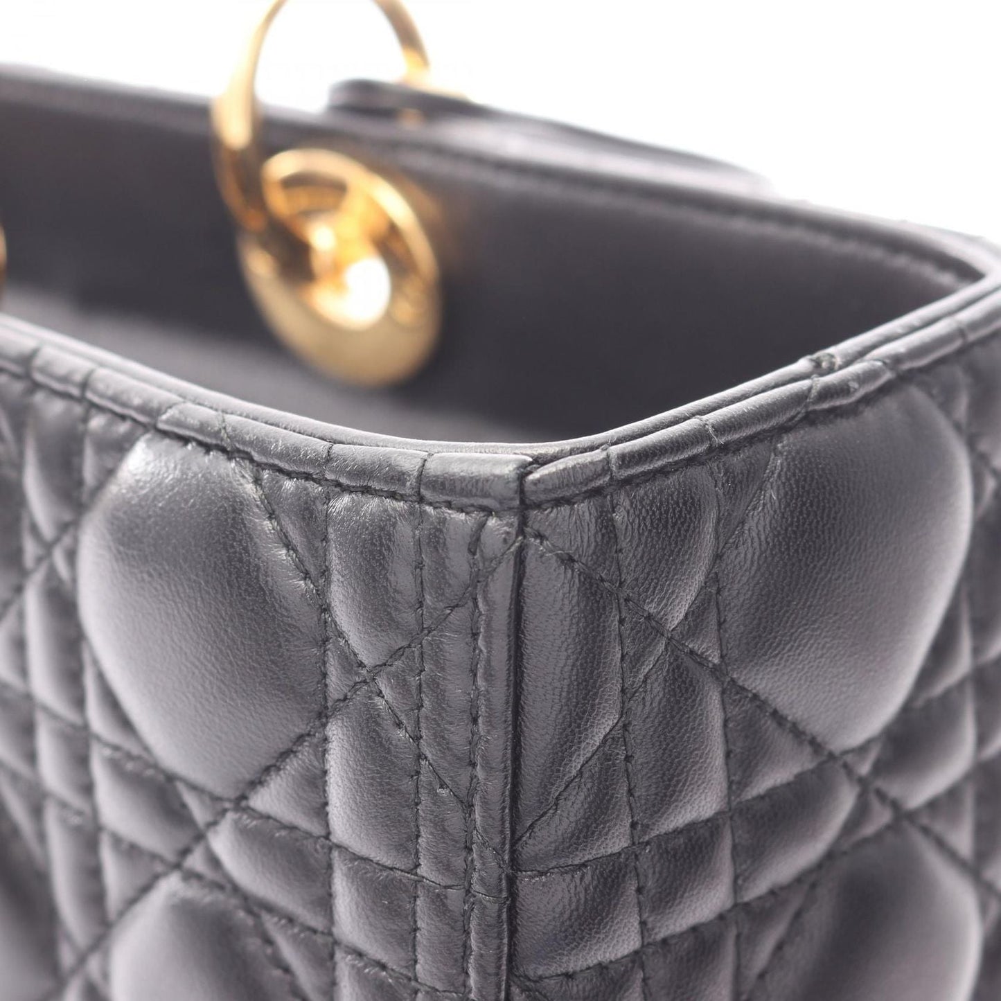 Dior Handbag Lady Dior Large Cannage 2-Way Black Leather Lady Dior Tote