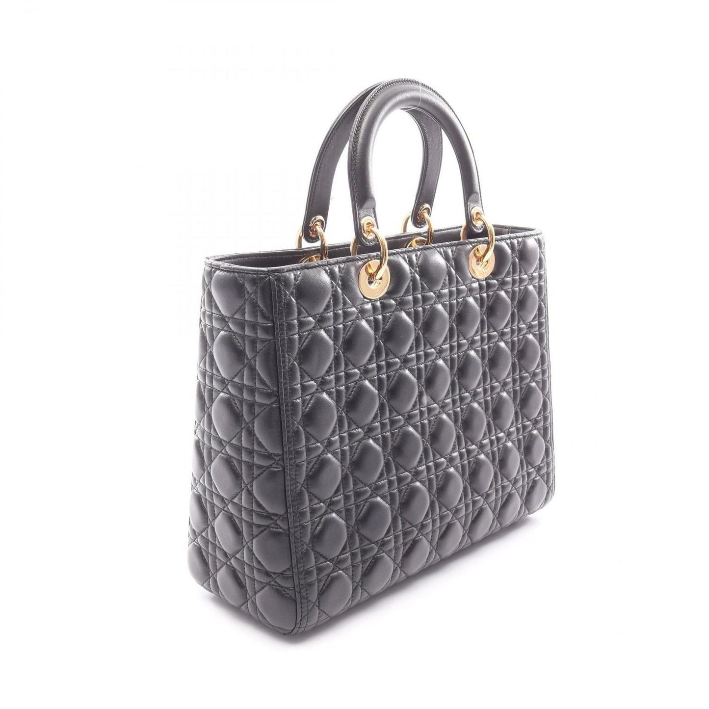 Dior Handbag Lady Dior Large Cannage 2-Way Black Leather Lady Dior Tote