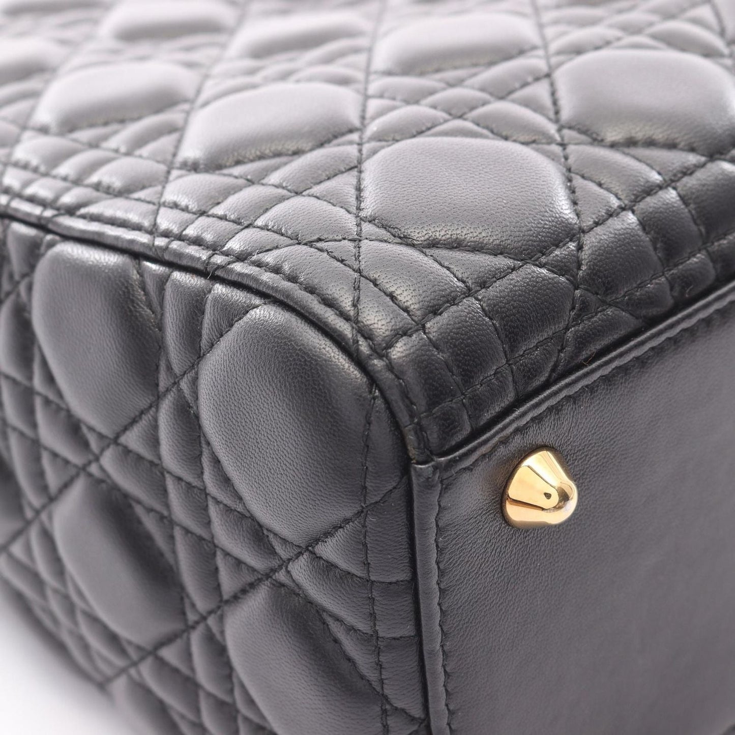 Dior Handbag Lady Dior Large Cannage 2-Way Black Leather Lady Dior Tote