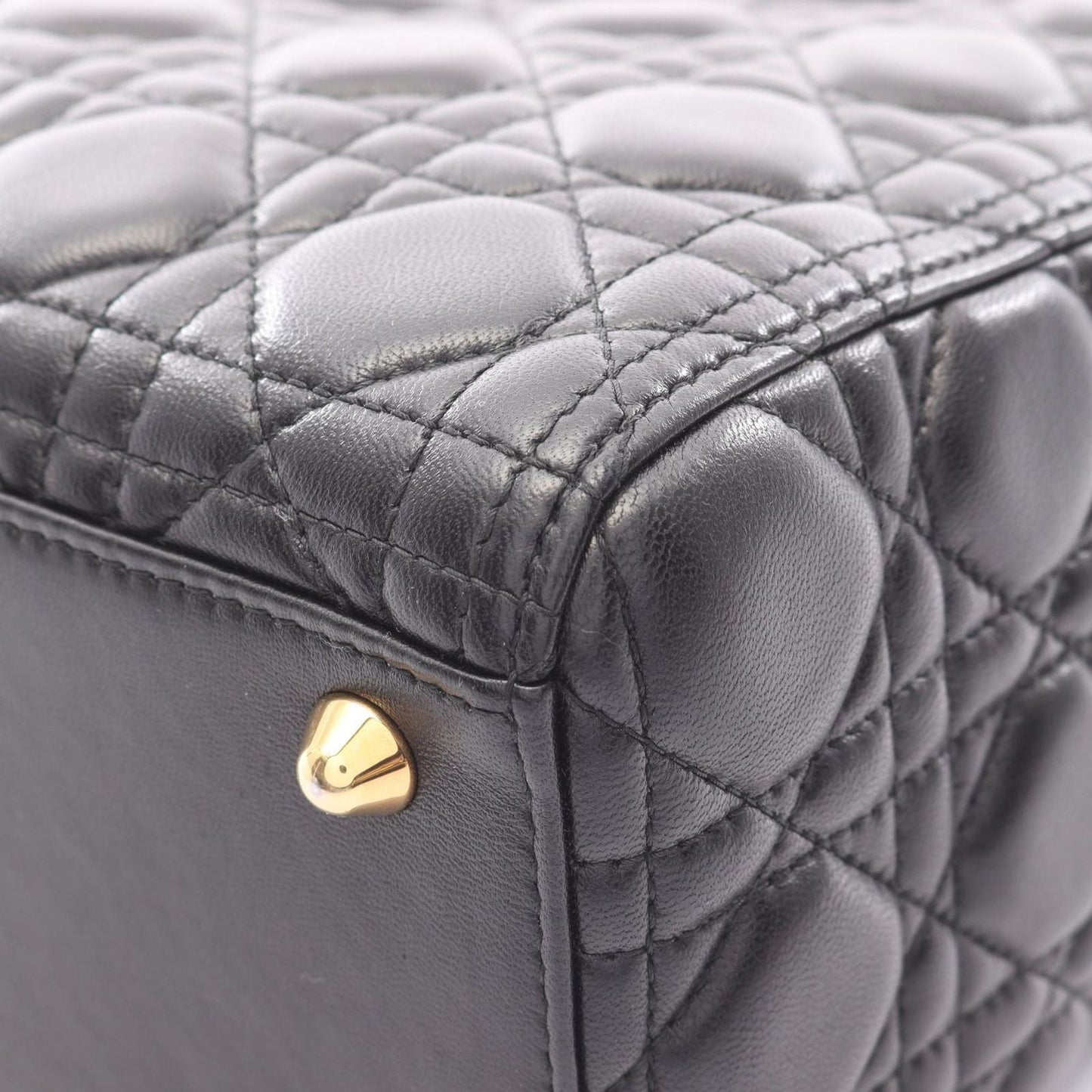 Dior Handbag Lady Dior Large Cannage 2-Way Black Leather Lady Dior Tote