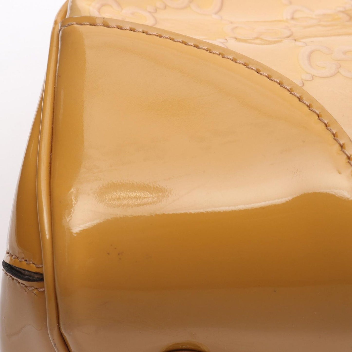 Gucci Tote Mayfair GG Pattern Yellow Patent Leather Handbag